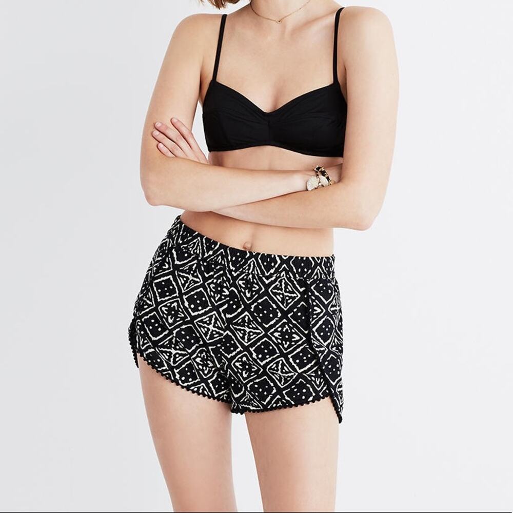 Madewell Oahu Sandlines Cover Up Black & White Shorts Size XXS